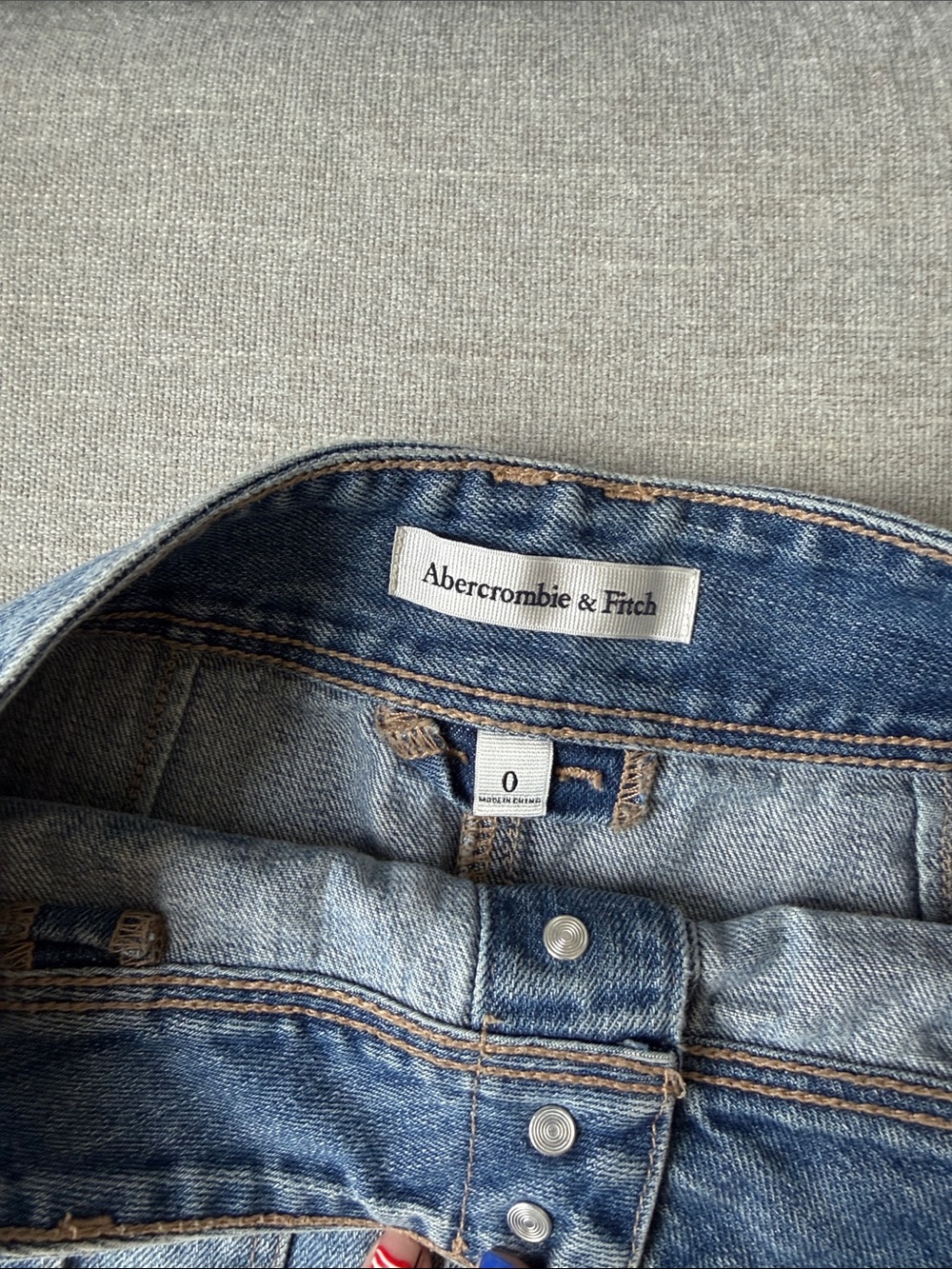 Denim Button-Front Mini Skirt - Blue - Picture 3 of 5